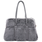 Nagy női táska plüssből – szürke