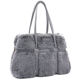 Nagy női táska plüssből – szürke
