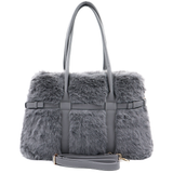 Nagy női táska plüssből – szürke