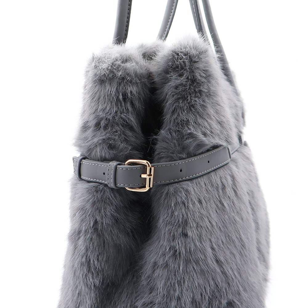 Nagy női táska plüssből – szürke