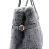 Nagy női táska plüssből – szürke