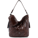 Női steppelt táska típusú táska függő pénztárcával – barna