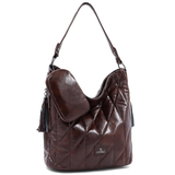 Női steppelt táska típusú táska függő pénztárcával – barna