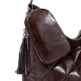 Női steppelt táska típusú táska függő pénztárcával – barna