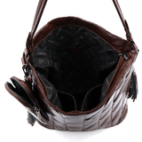 Női steppelt táska típusú táska függő pénztárcával – barna