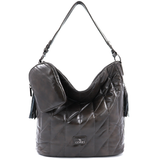 Női steppelt táska típusú táska függő pénztárcával – szürke