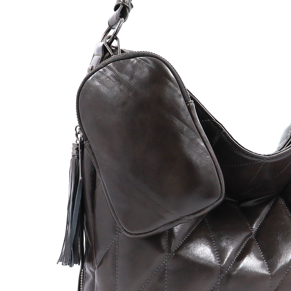 Női steppelt táska típusú táska függő pénztárcával – szürke