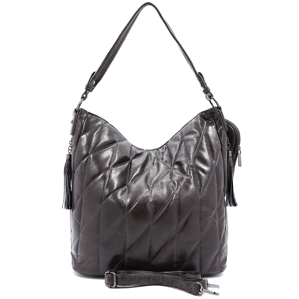 Női steppelt táska típusú táska függő pénztárcával – szürke