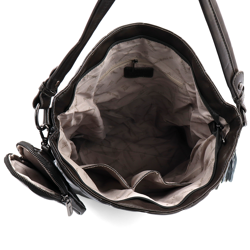 Női steppelt táska típusú táska függő pénztárcával – szürke