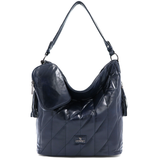 Női steppelt táska típusú táska függő pénztárcával – sötétkék