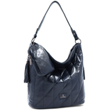 Női steppelt táska típusú táska függő pénztárcával – sötétkék