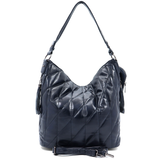 Női steppelt táska típusú táska függő pénztárcával – sötétkék