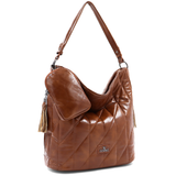 Női steppelt táska típusú táska függő pénztárcával – téglabarna