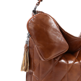 Női steppelt táska típusú táska függő pénztárcával – téglabarna