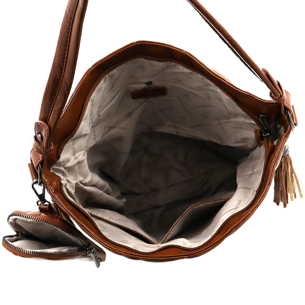 Női steppelt táska típusú táska függő pénztárcával – téglabarna