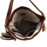 Női steppelt táska típusú táska függő pénztárcával – téglabarna