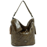 Női steppelt táska típusú táska függő pénztárcával – zöld