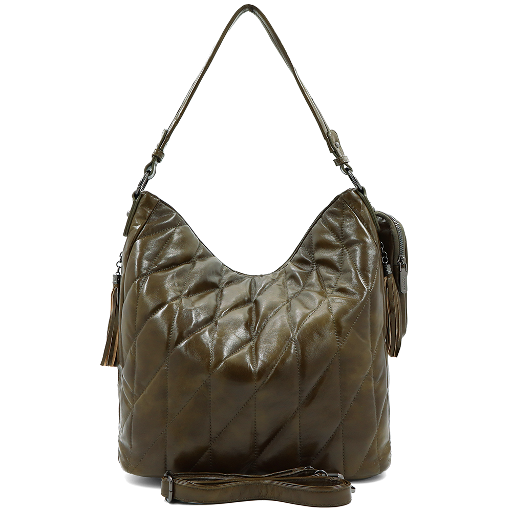 Női steppelt táska típusú táska függő pénztárcával – zöld