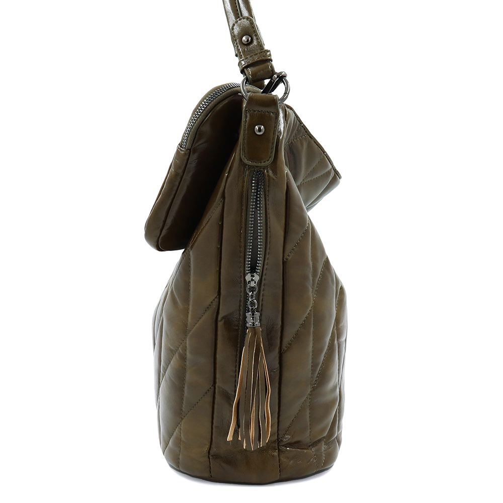 Női steppelt táska típusú táska függő pénztárcával – zöld