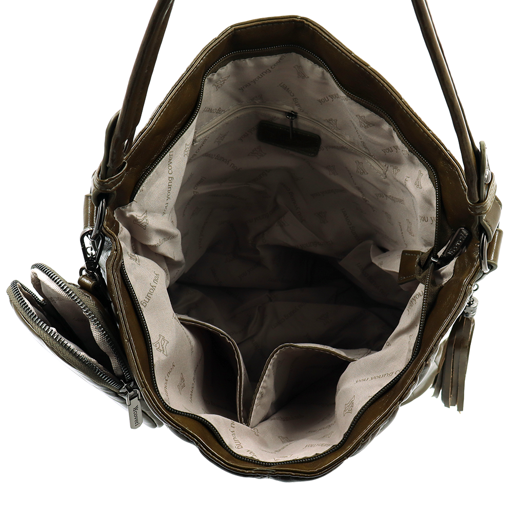 Női steppelt táska típusú táska függő pénztárcával – zöld