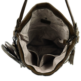 Női steppelt táska típusú táska függő pénztárcával – zöld