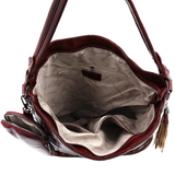 Női steppelt táska típusú táska függő pénztárcával – bordó