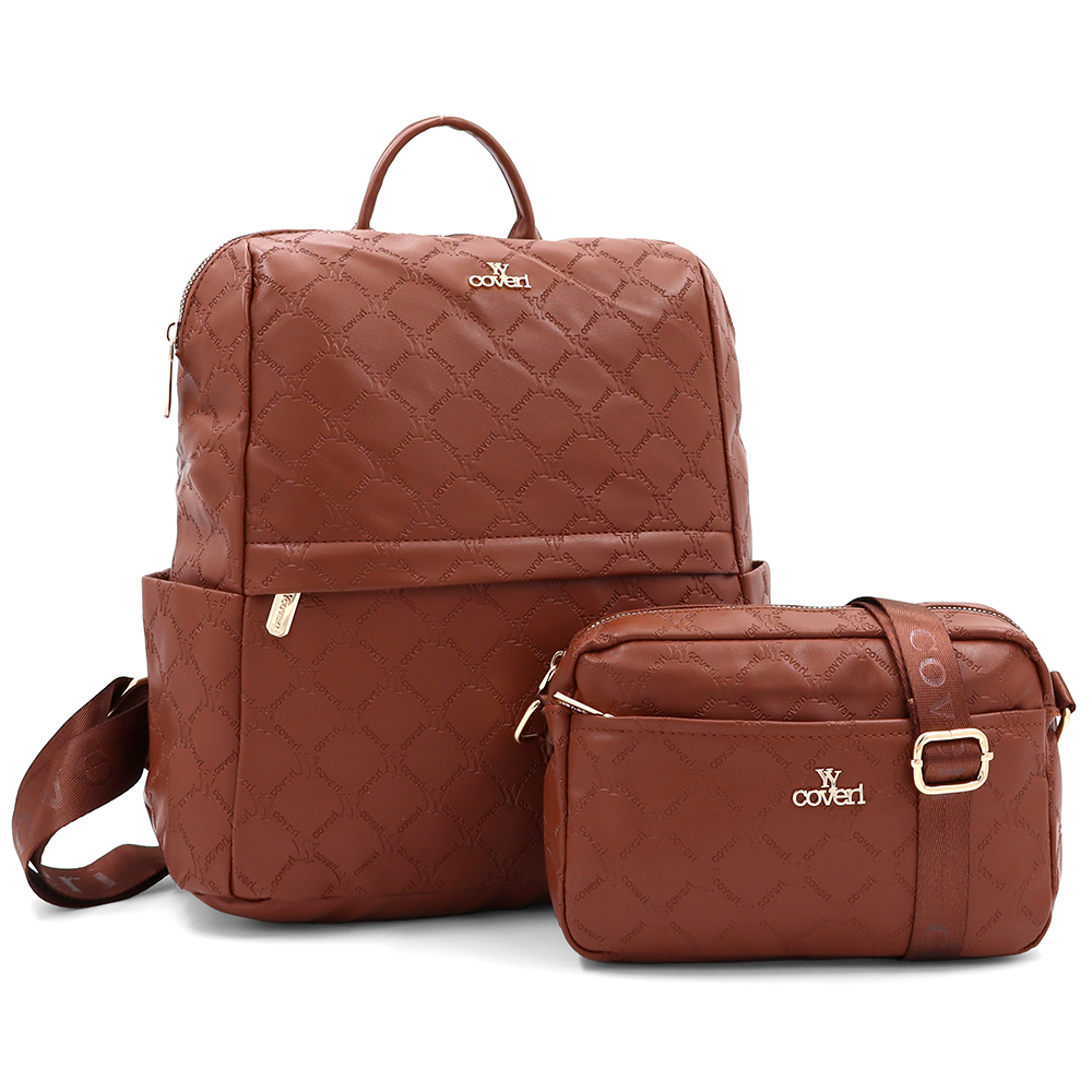 SZETT – Hátizsák + kis női táska – téglabarna