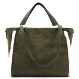 Női táska plüssel és kétféle pánttal – zöld