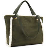 Női táska plüssel és kétféle pánttal – zöld