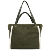 Női táska plüssel és kétféle pánttal – zöld