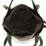 Női táska plüssel és kétféle pánttal – zöld