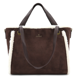 Női táska plüssel és kétféle pánttal – barna