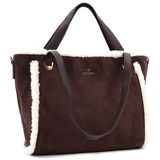 Női táska plüssel és kétféle pánttal – barna