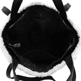 Női táska plüssel és kétféle pánttal – fekete