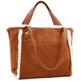 Női táska plüssel és kétféle pánttal – téglabarna