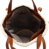 Női táska plüssel és kétféle pánttal – téglabarna