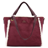 Női táska plüssel és kétféle pánttal – bordó