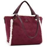 Női táska plüssel és kétféle pánttal – bordó