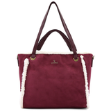 Női táska plüssel és kétféle pánttal – bordó