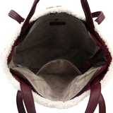 Női táska plüssel és kétféle pánttal – bordó