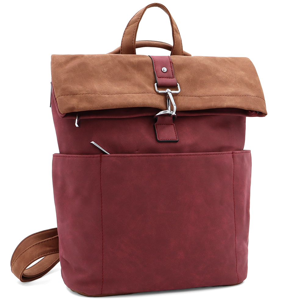 2 az 1-ben – Női hátizsák és táska sok zsebbel – bordó