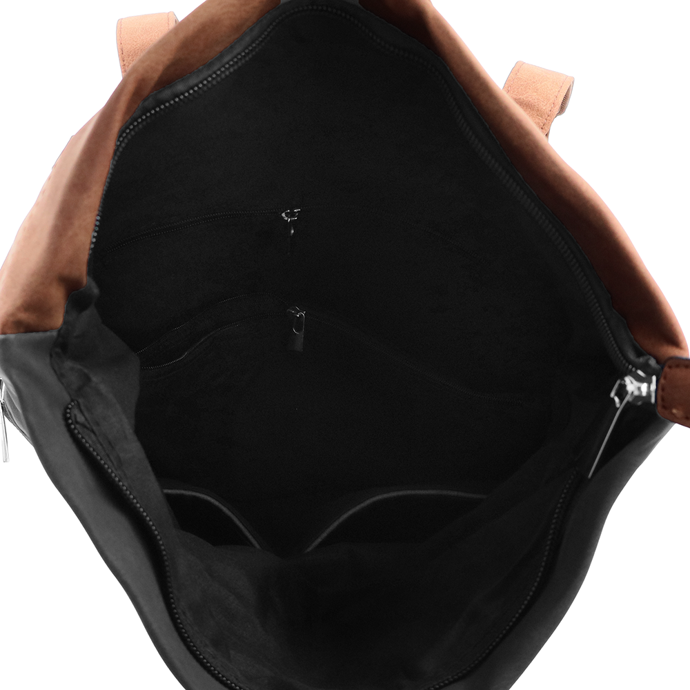 2 az 1-ben – Női hátizsák és táska sok zsebbel – fekete