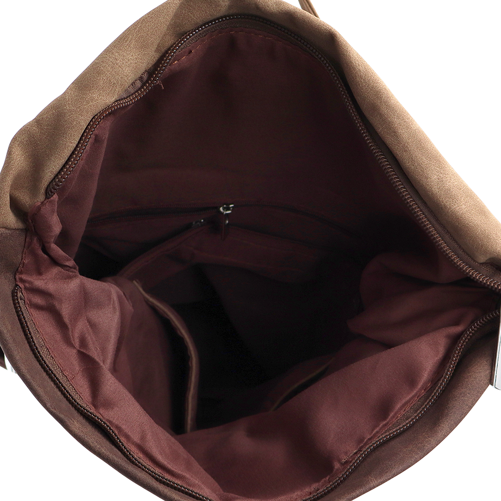 2 az 1-ben – Női hátizsák és táska sok zsebbel – barna