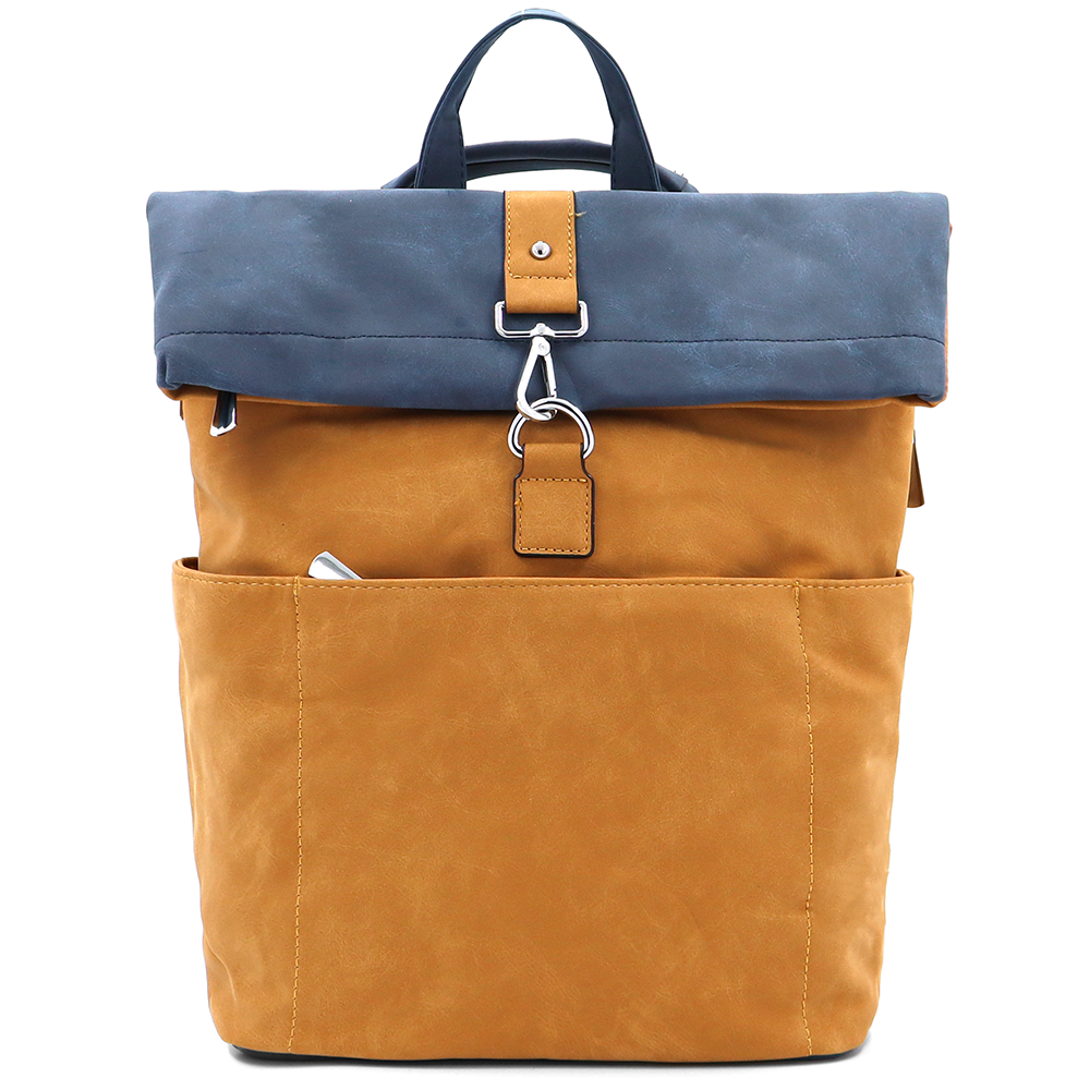 2 az 1-ben – Női hátizsák és táska sok zsebbel – mustársárga