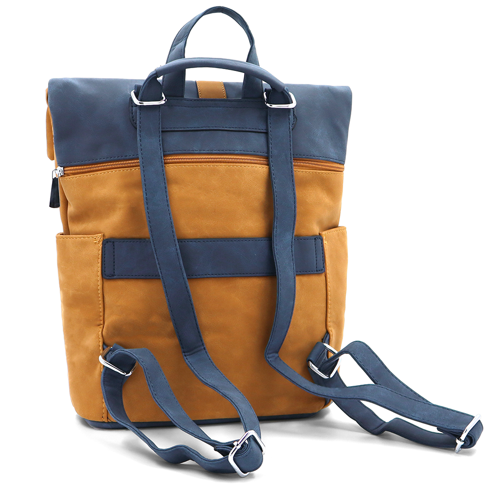 2 az 1-ben – Női hátizsák és táska sok zsebbel – mustársárga