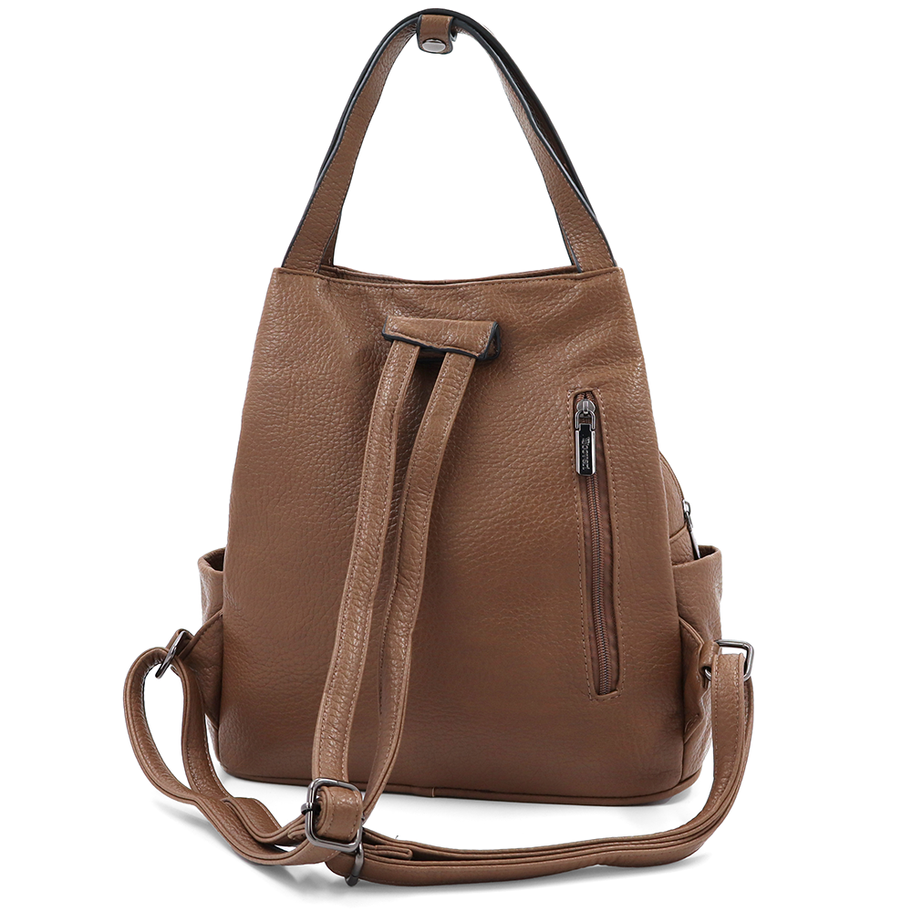 2 az 1-ben – Női hátizsák és táska – világosbarna