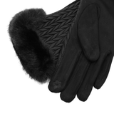 Női kesztyű műszőrmével – fekete