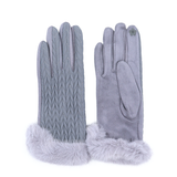 Női kesztyű műszőrmével – szürke