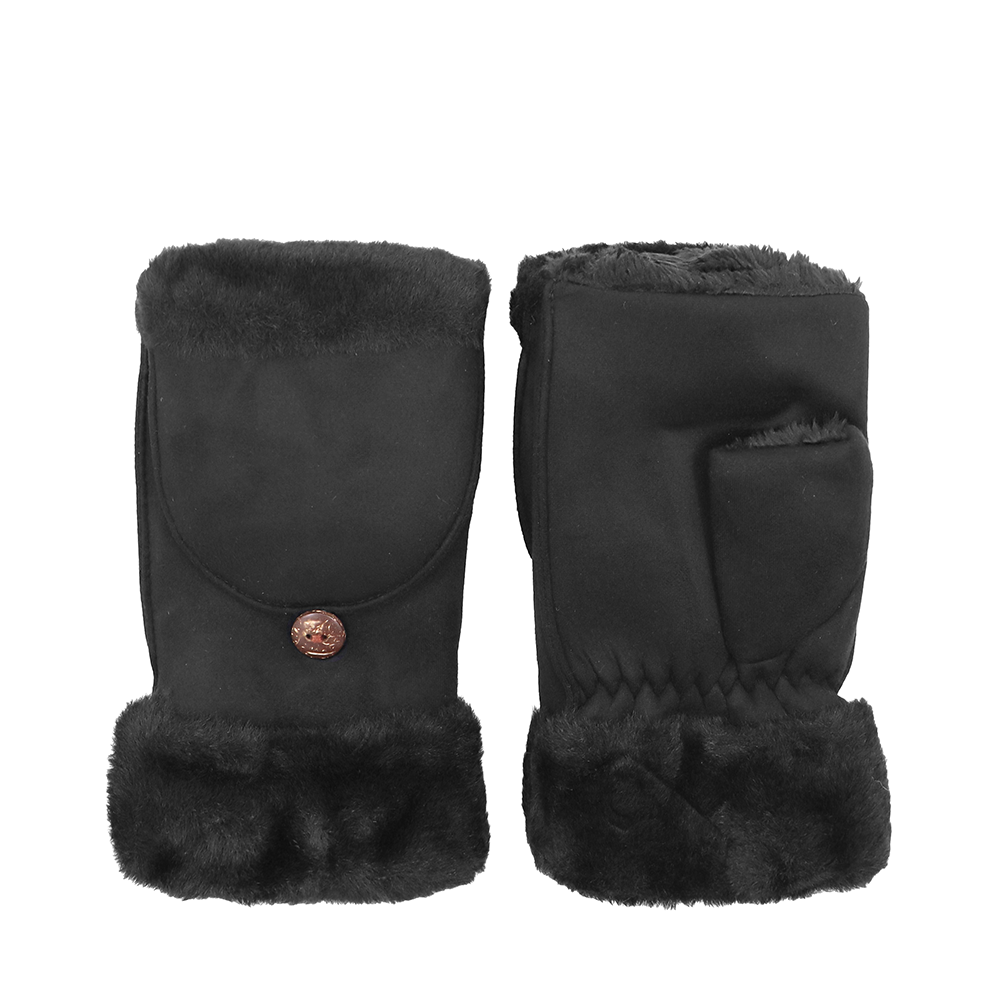 Téli, ujjatlan kesztyű lehajtható fedéllel – fekete