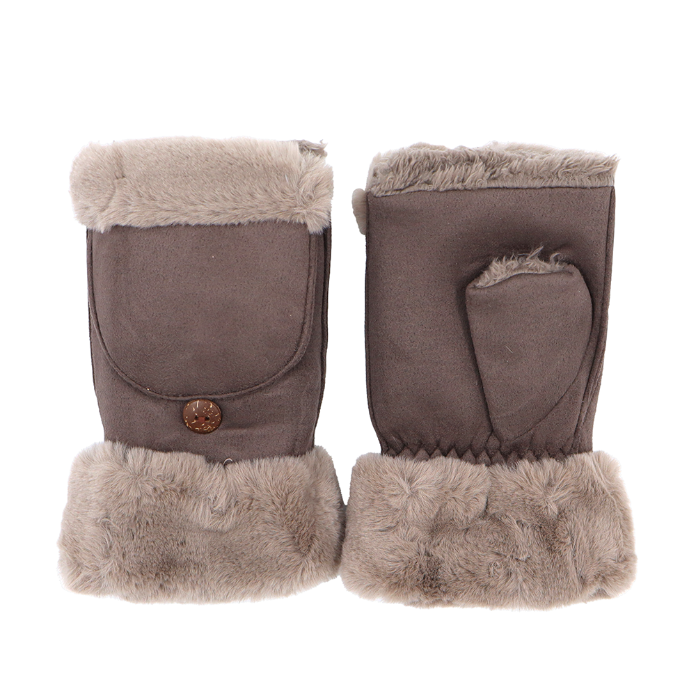 Téli, ujjatlan kesztyű lehajtható fedéllel – barna